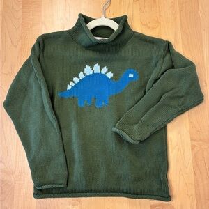 Classic Prep Forest Green/Blue Dinosaur Fraser Roll Sweater